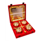 Silver & Gold Plated Brass Handi Set 9 Pcs. ( Handi 3.5" Diamter & Tray 8.75" x 8.75")