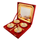Silver & Gold Plated Brass Peacock Carving Bowl Set 9 Pcs. (Bowl 4" Diameter & Tray 10" x 10")