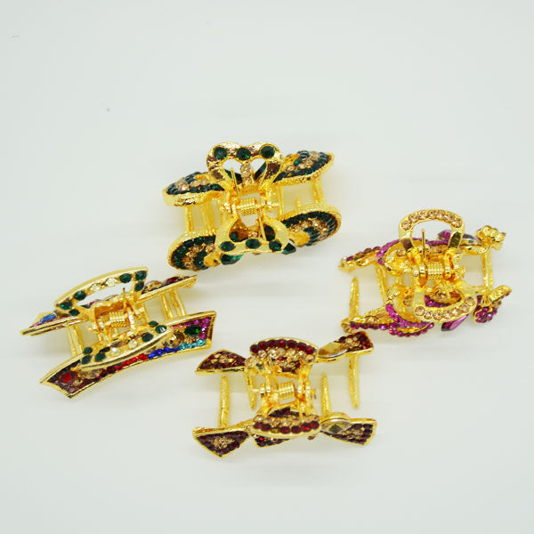 Multicolour Crystal Fancy Hair Clutchers Claw Clips - Pack of 4